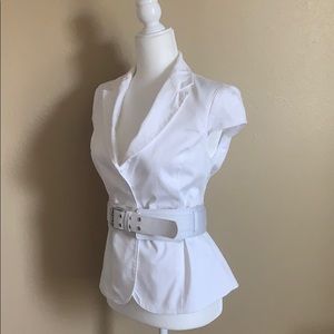 N Y & Co • STYLISH WHITE BELTED JACKET-NEVER WORN